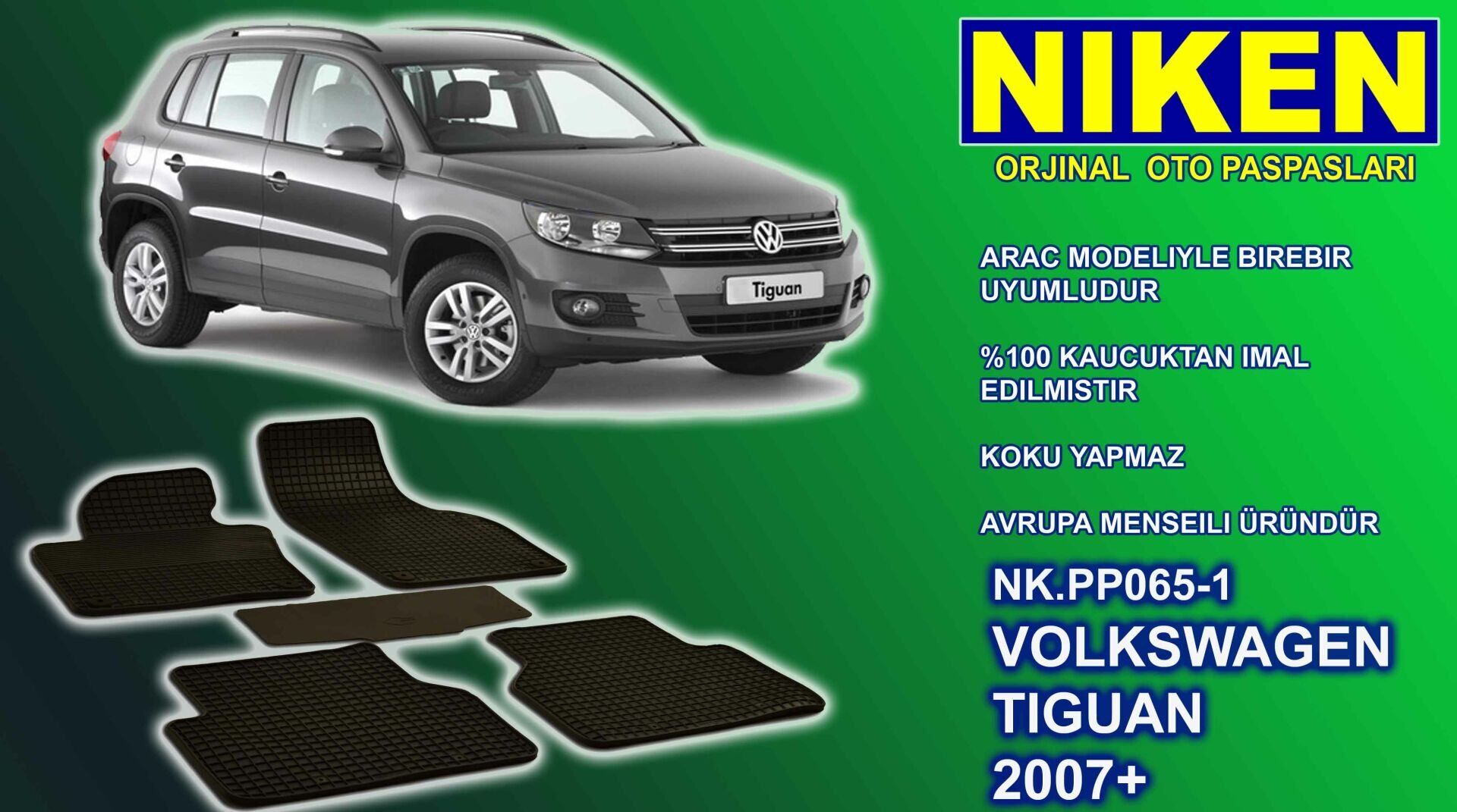 Vw Tiguan paspas kauçuk 4'lü oem germany 2007+ Sonrası NİKEN