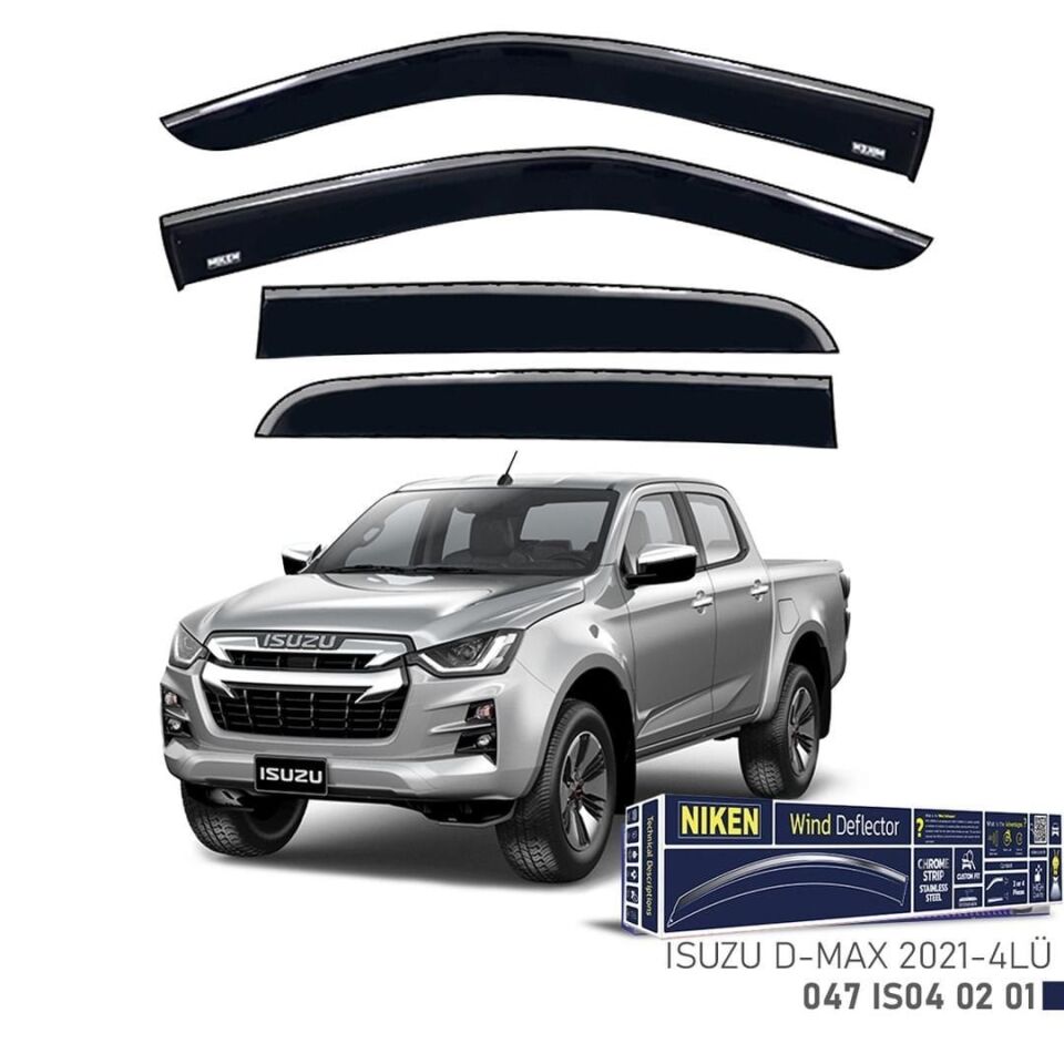 Niken Isuzu D-Max Cam Rüzgarlığı Kromlu 4'Lü 2021+ Sonrası