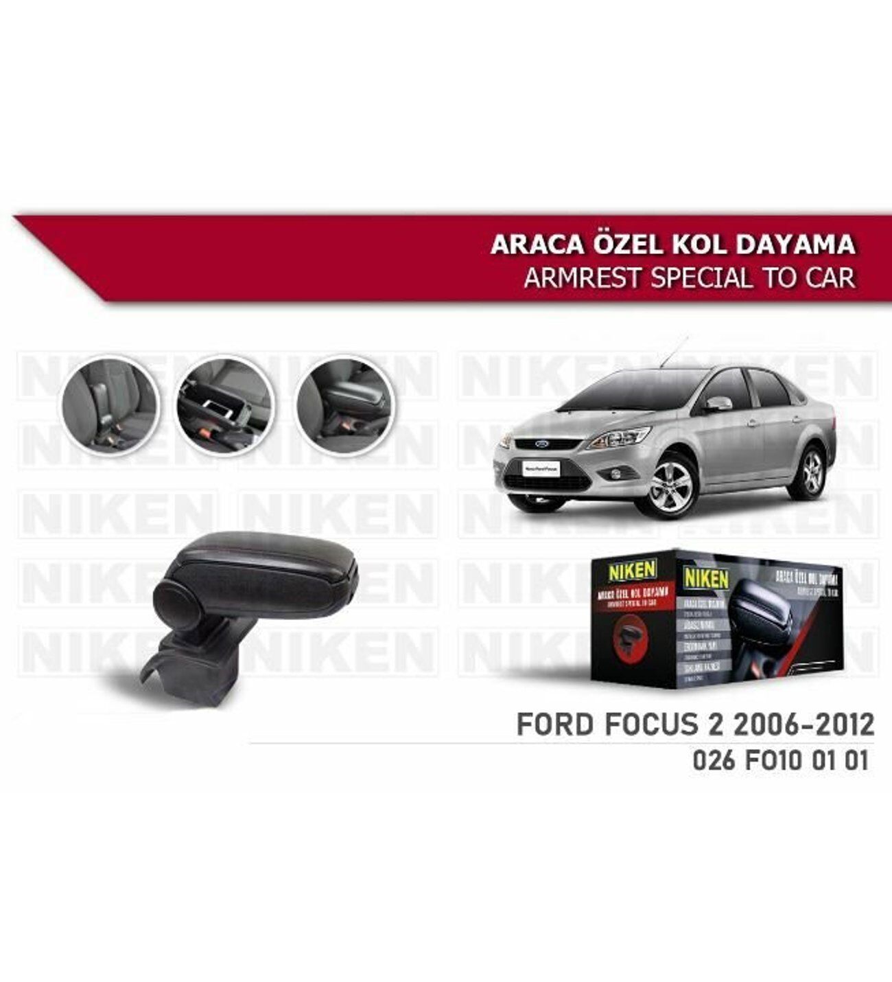 Ford Focus 3.5 Araca Özel Kol Dayama Kolçak 2014-2018 Arası Niken
