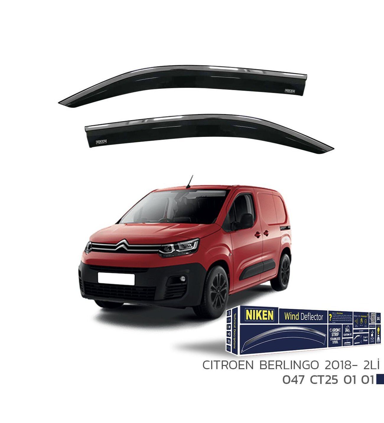 Citroen Berlingo Kromlu 2'li Cam Rüzgarlığı Niken 2019+ sonrası uyumlu