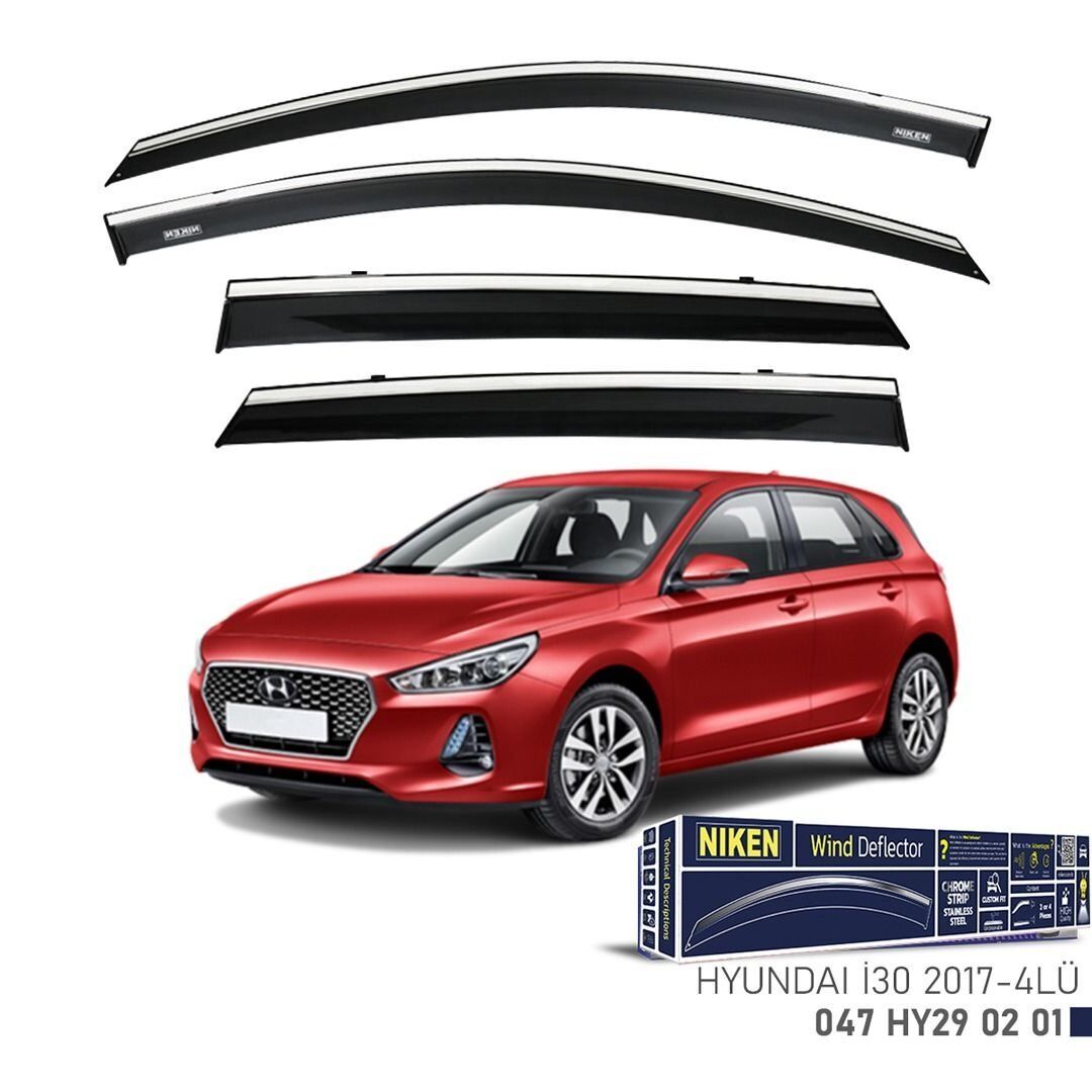 Niken Hyundai i30 Cam Rüzgarlığı Kromlu 4'Lü 2017+ Sonrası