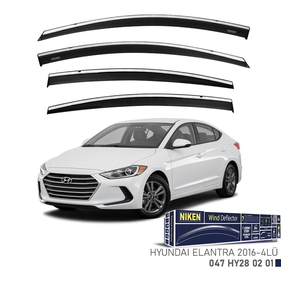 Niken Hyundai Elantra Cam Rüzgarlığı Kromlu 4'Lü 2016+Sonrası