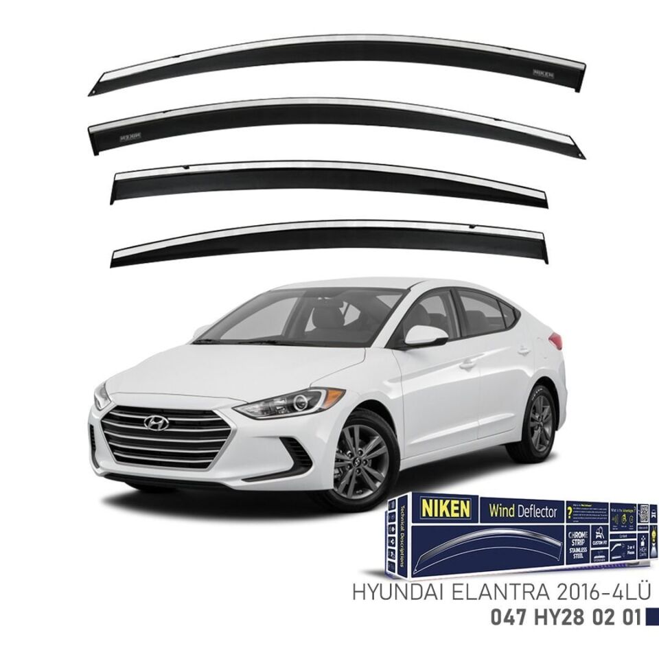 Niken Hyundai Elantra Cam Rüzgarlığı Kromlu 4'Lü 2016+Sonrası