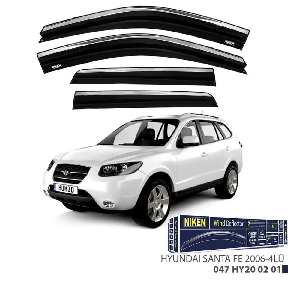 Niken Hyundai Santa Fe Cam Rüzgarlığı Kromlu 4'Lü 2006+ Sonrası