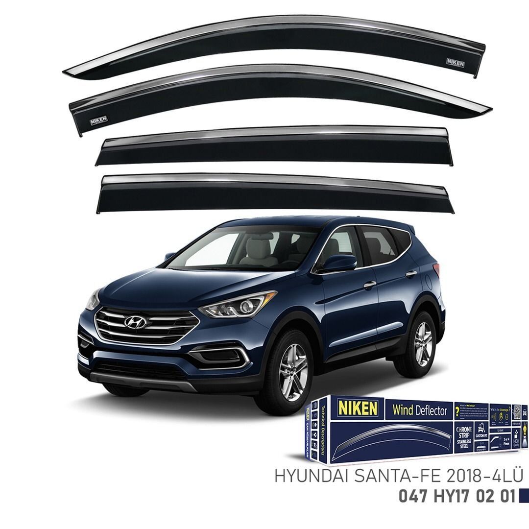 Niken Hyundai Santa Fe Cam Rüzgarlığı Kromlu 4'Lü 2018+ Sonrası
