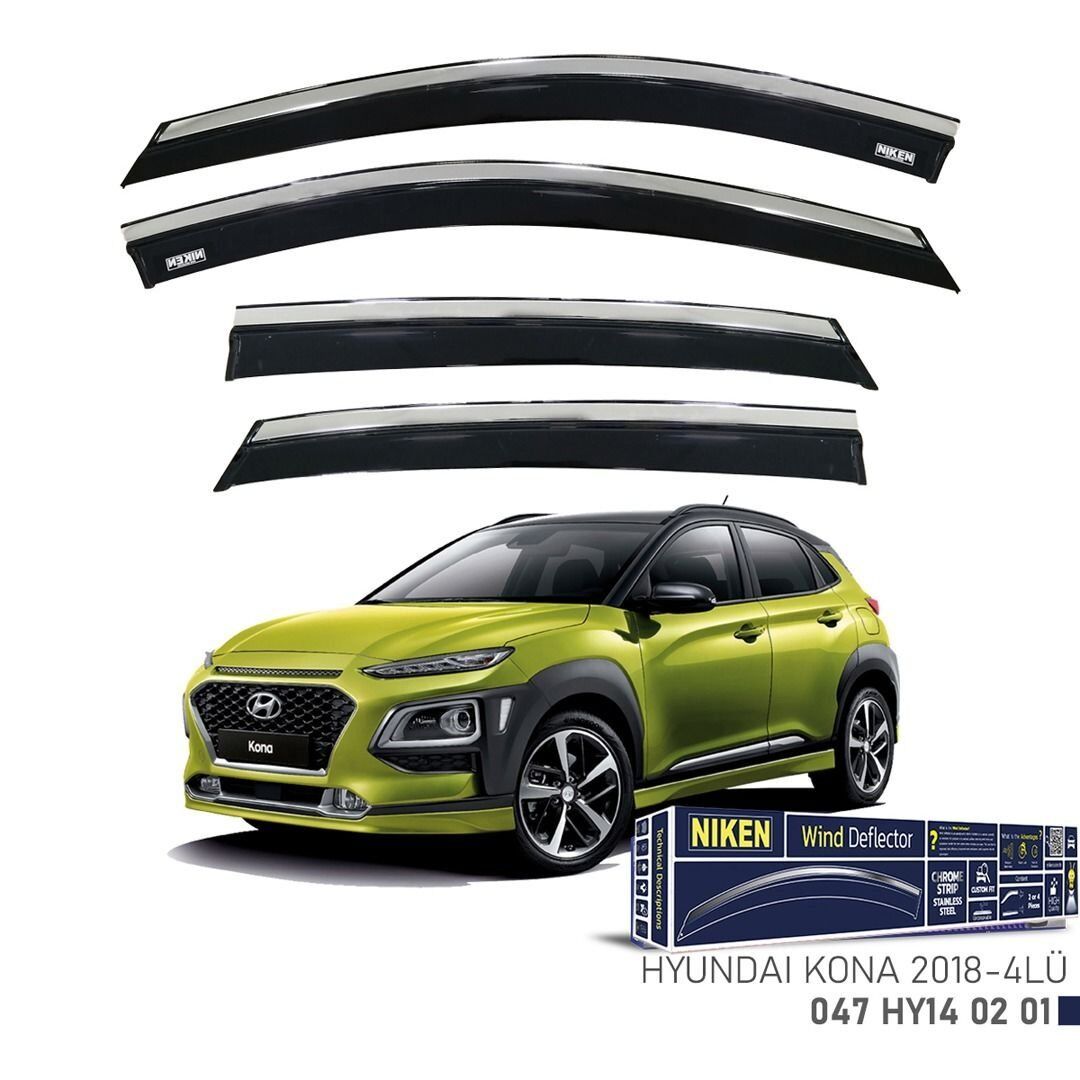 Niken Hyundai Kona Cam Rüzgarlığı Kromlu 4'Lü 2018+ Sonrası
