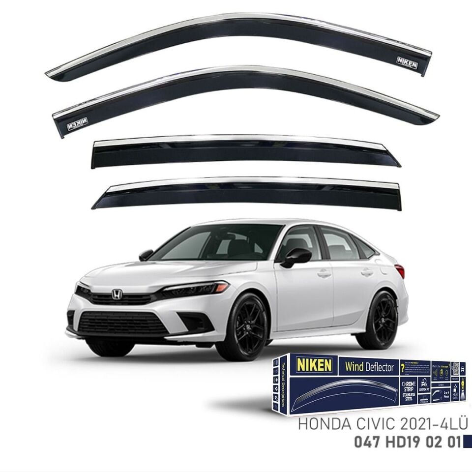 Niken Honda Civic Sedan Cam Rüzgarlığı Kromlu 4'Lü 2021+ Sonrası