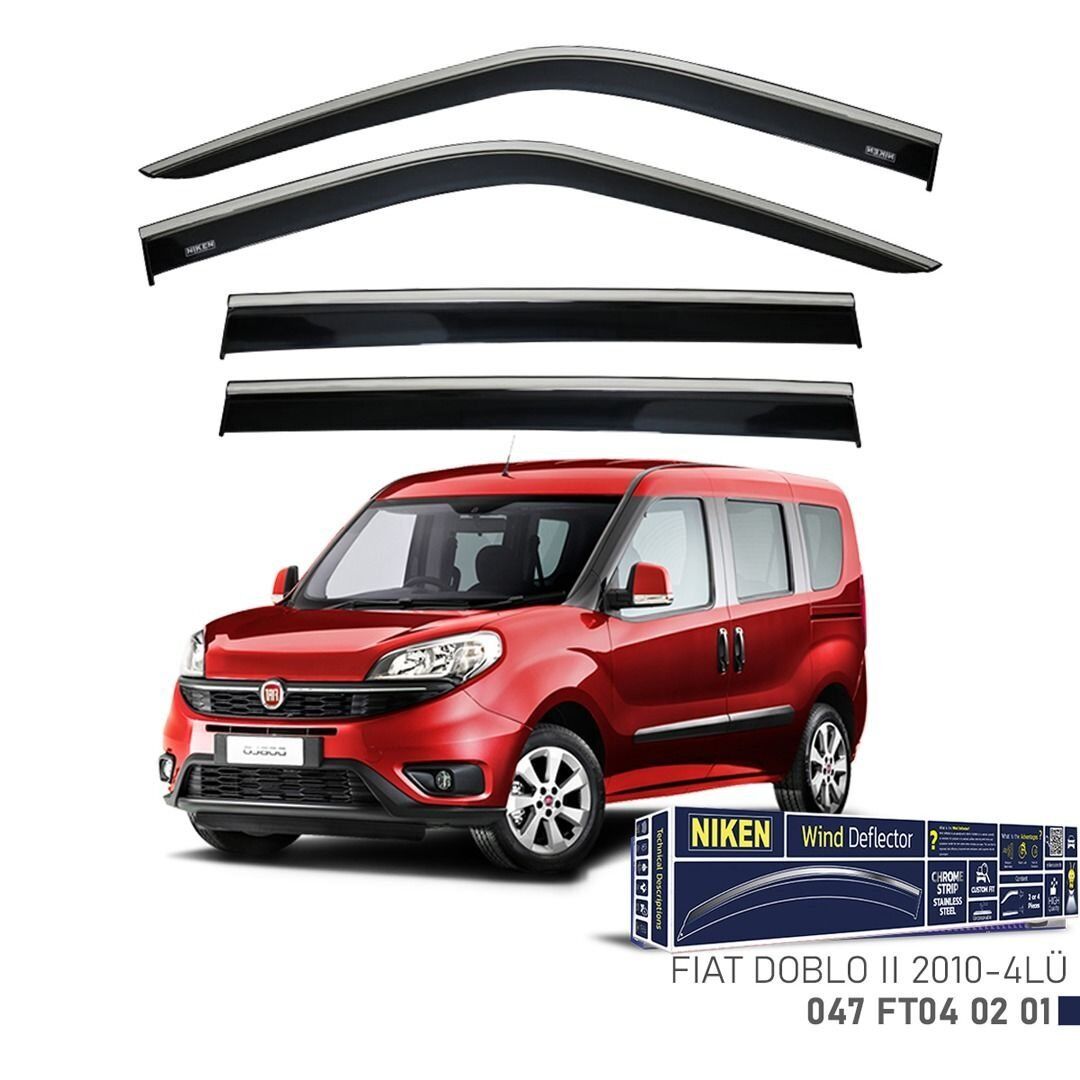 Niken Fiat Doblo Cam Rüzgarlığı Kromlu 4'Lü 2010+ Sonrası