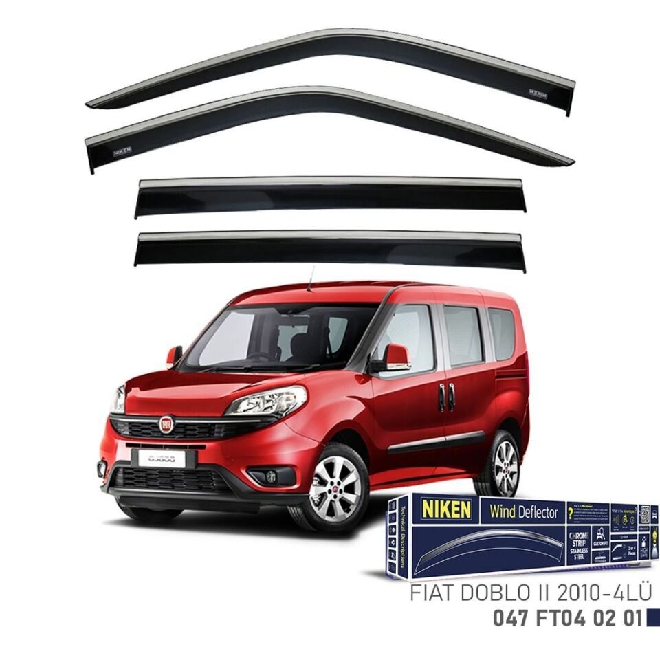 Niken Fiat Doblo Cam Rüzgarlığı Kromlu 4'Lü 2010+ Sonrası