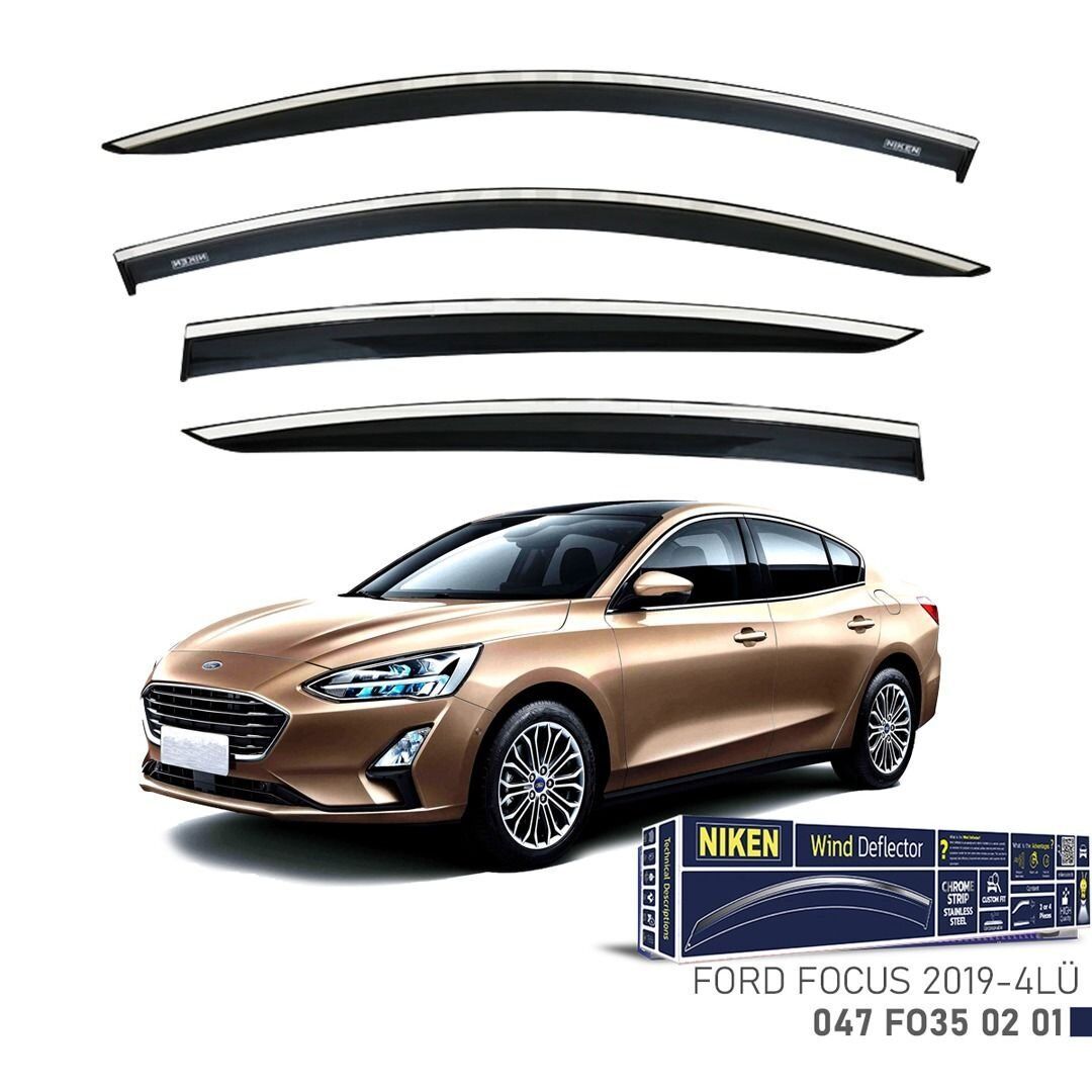 Niken Ford Focus Cam Rüzgarlığı Kromlu  4'Lü 2019+ Sonrası
