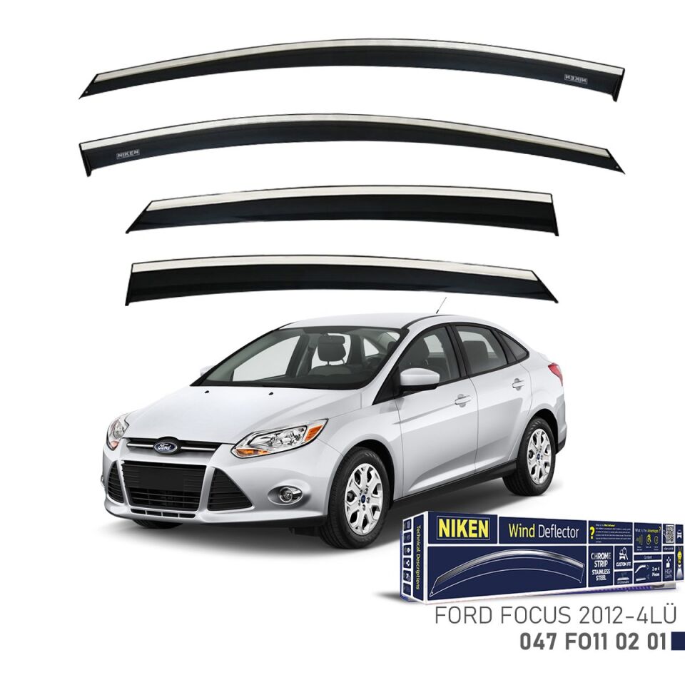 Niken Ford Focus 3 Cam Rüzgarlığı Kromlu 4'Lü 2012+ Sonrası