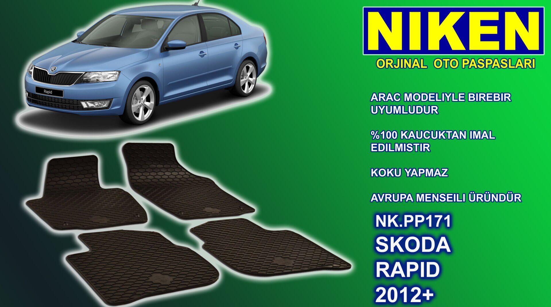 Skoda Rapid paspas kauçuk oem germany 2012+ Sonrası NİKEN