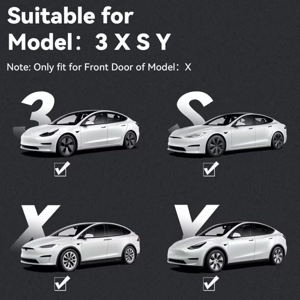 Tesla Model X tek kapı modellere uyumlu kapı altı hayalet logo
