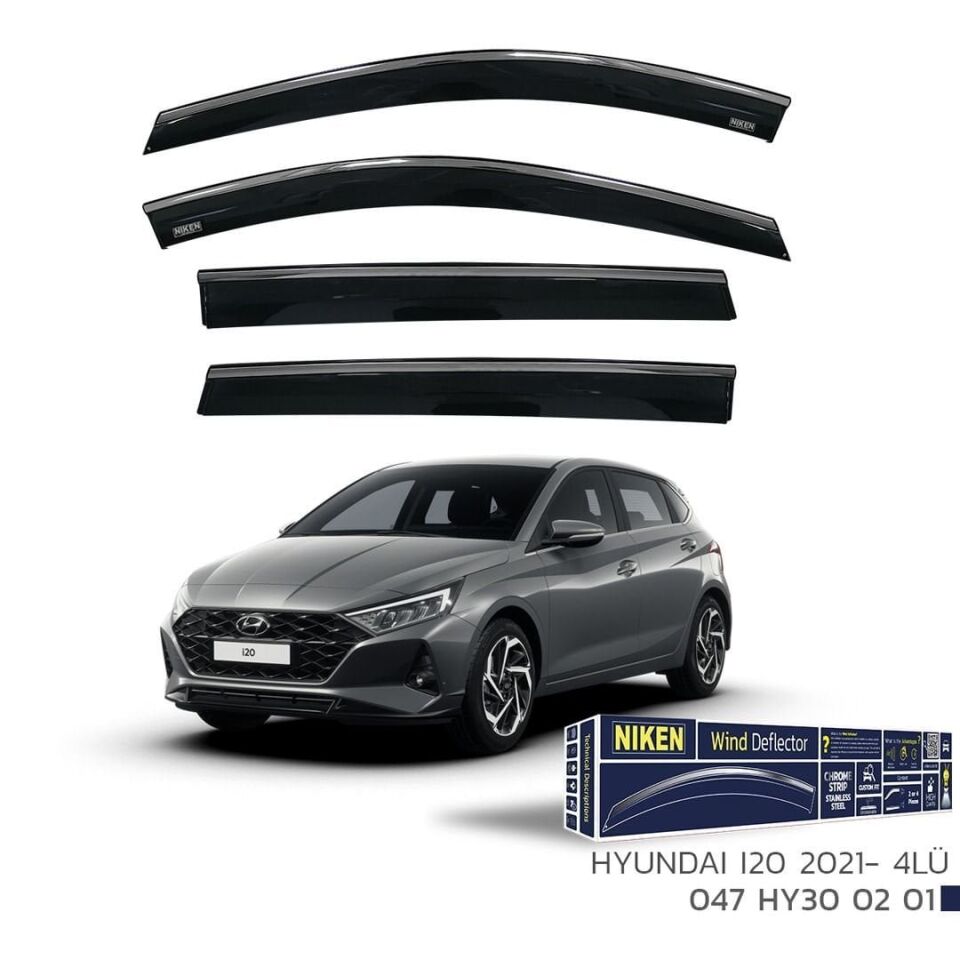 Niken Hyundai i20 Cam Rüzgarlığı Kromlu 4'Lü 2021+ Sonrası