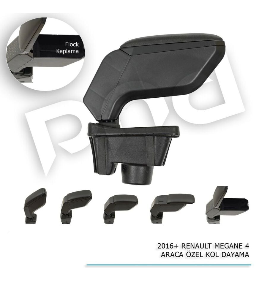 Renault Megane 4 Araca Özel Kol Dayama Kolçak Siyah 2016+ sonrası modellere uyumlu