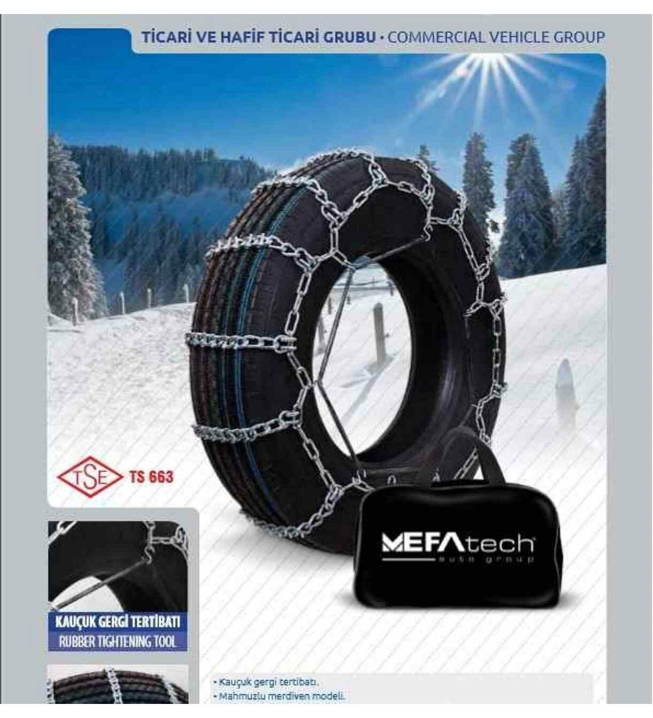 245X70x16 Ebatlarına Uyumlu Serme Kar Patinaj Zinciri Mefatech
