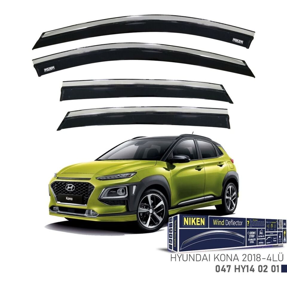 Niken Hyundai Kona Cam Rüzgarlığı Kromlu 4'Lü 2018+ Sonrası