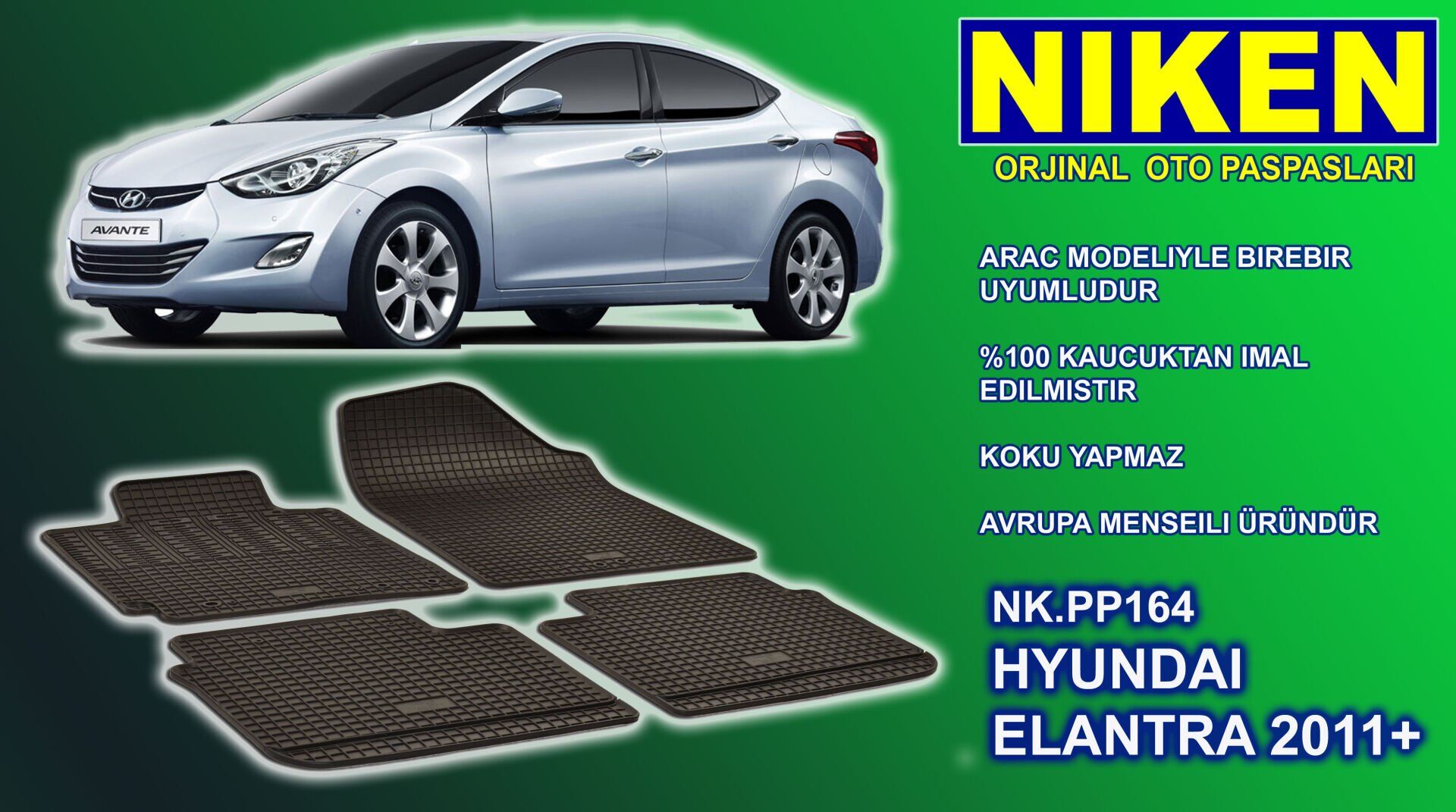 Hyundai Elantra paspas kauçuk oem germany 2012-2016 Arası NİKEN