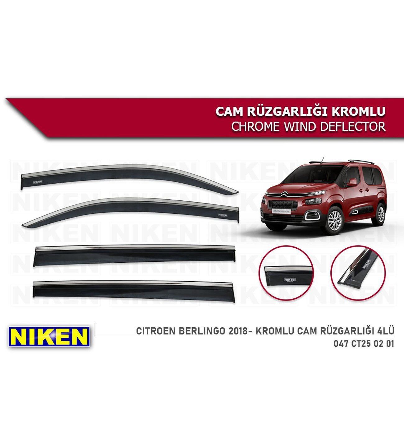 Citroen Berlingo Kromlu Cam Rüzgarlığı Niken 2019+ sonrası