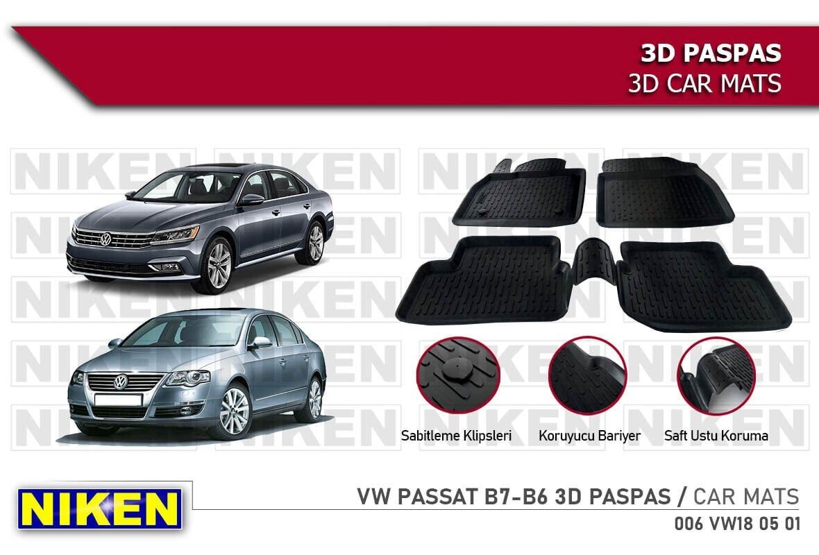 Volkswagen Passat B7 Havuzlu 3D Paspas Niken Siyah 2010-2015 Arası