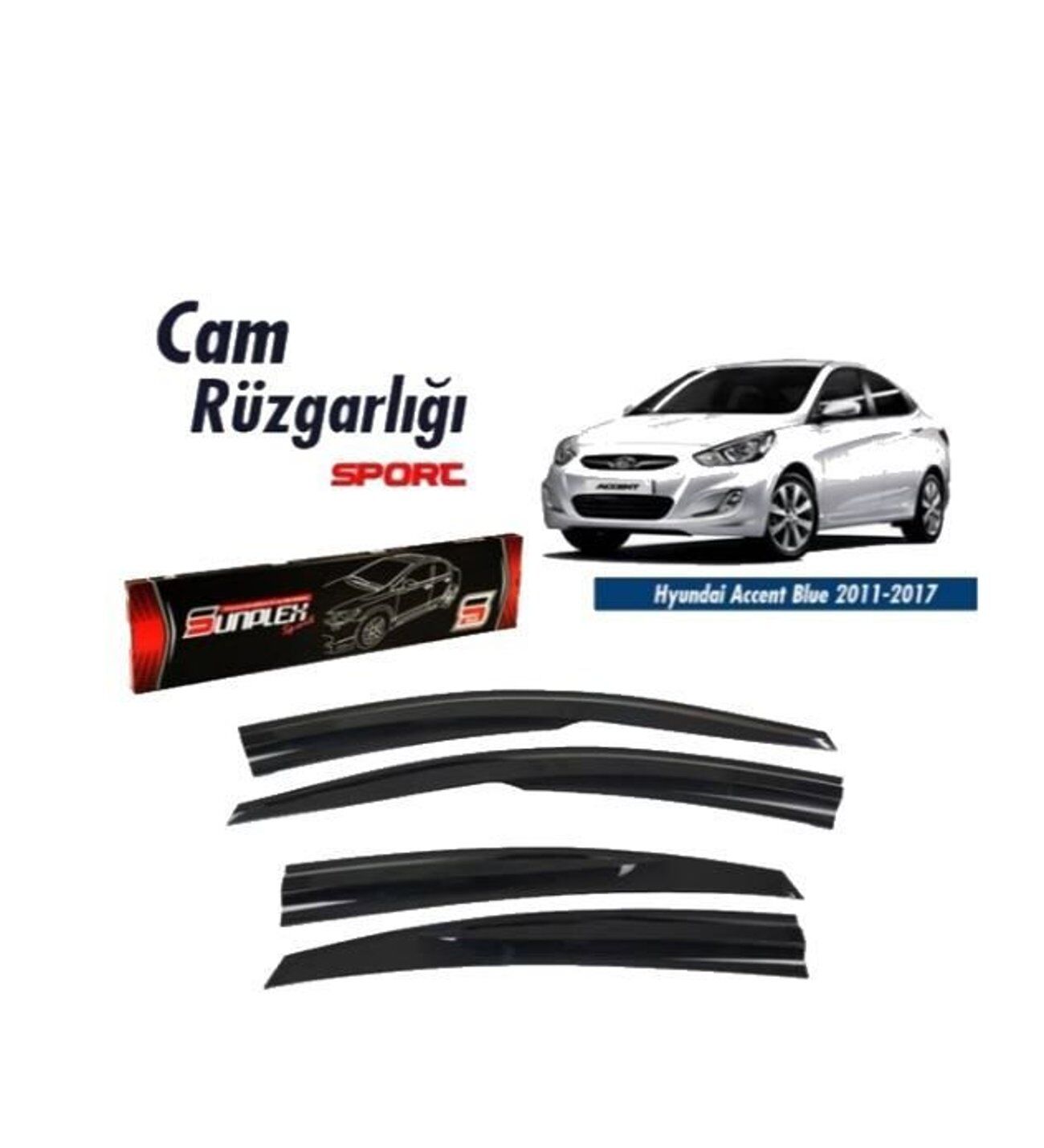 Hyundai Accent Blue Mugen Cam Rüzgarlığı 2011-2017 arası 4'lü Sunplex