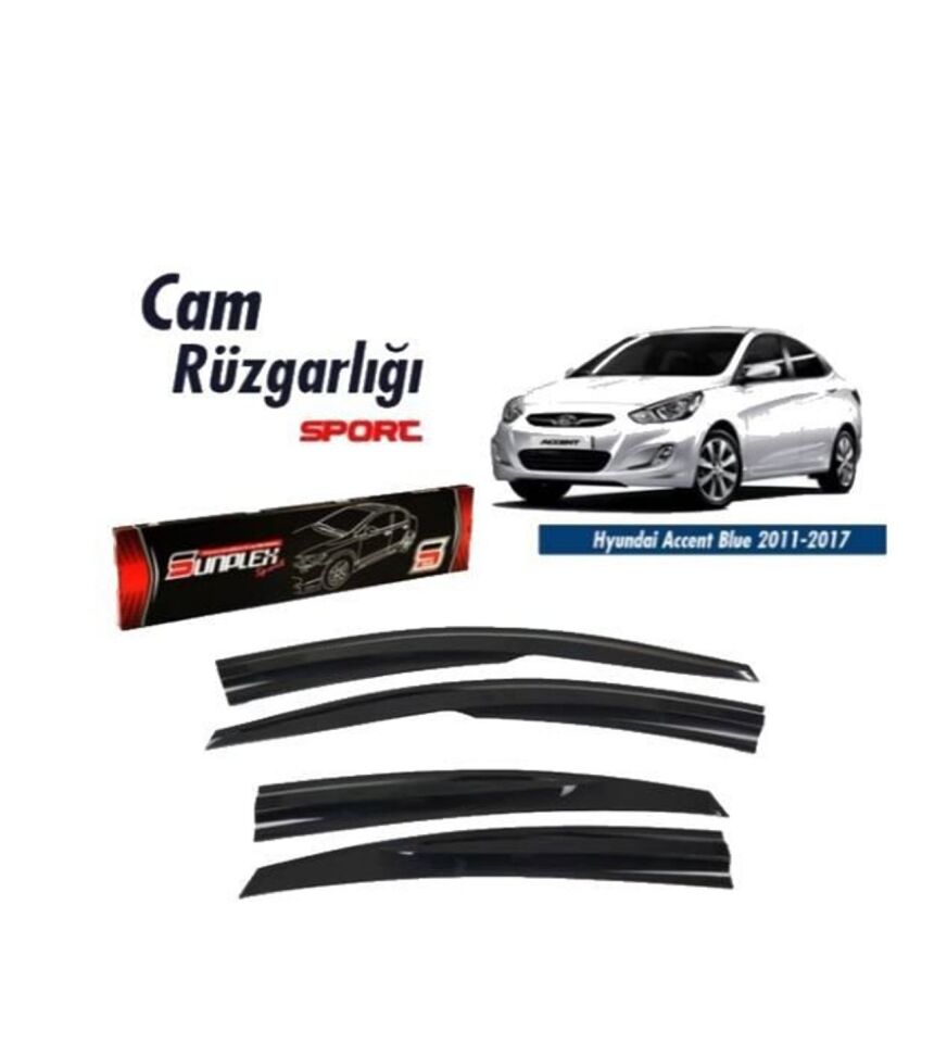 Hyundai Accent Blue Mugen Cam Rüzgarlığı 2011-2017 arası 4'lü Sunplex