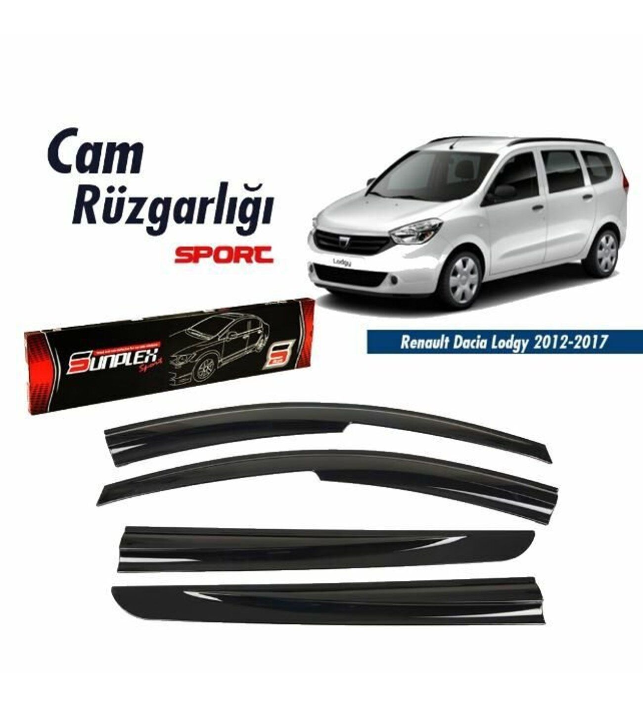 Dacia Lodgy Mugen Cam Rüzgarlığı 2012-2019 arası 4'lü Sunplex