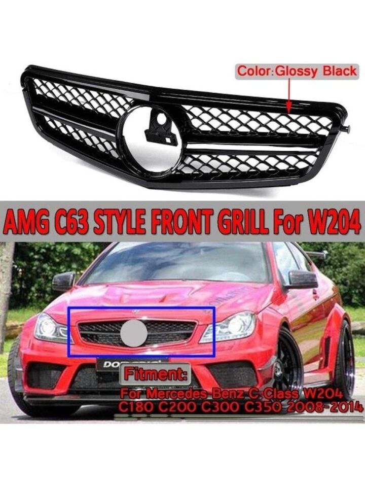 Mercedes W204 C63 Amg Ön Panjur Izgara Seti Siyah Gri 2008 - 2014 Arası Uyumlu
