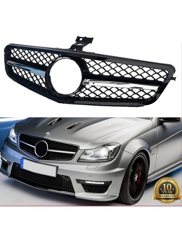 Mercedes W204 C63 Amg Ön Panjur Izgara Seti Siyah Gri 2008 - 2014 Arası Uyumlu