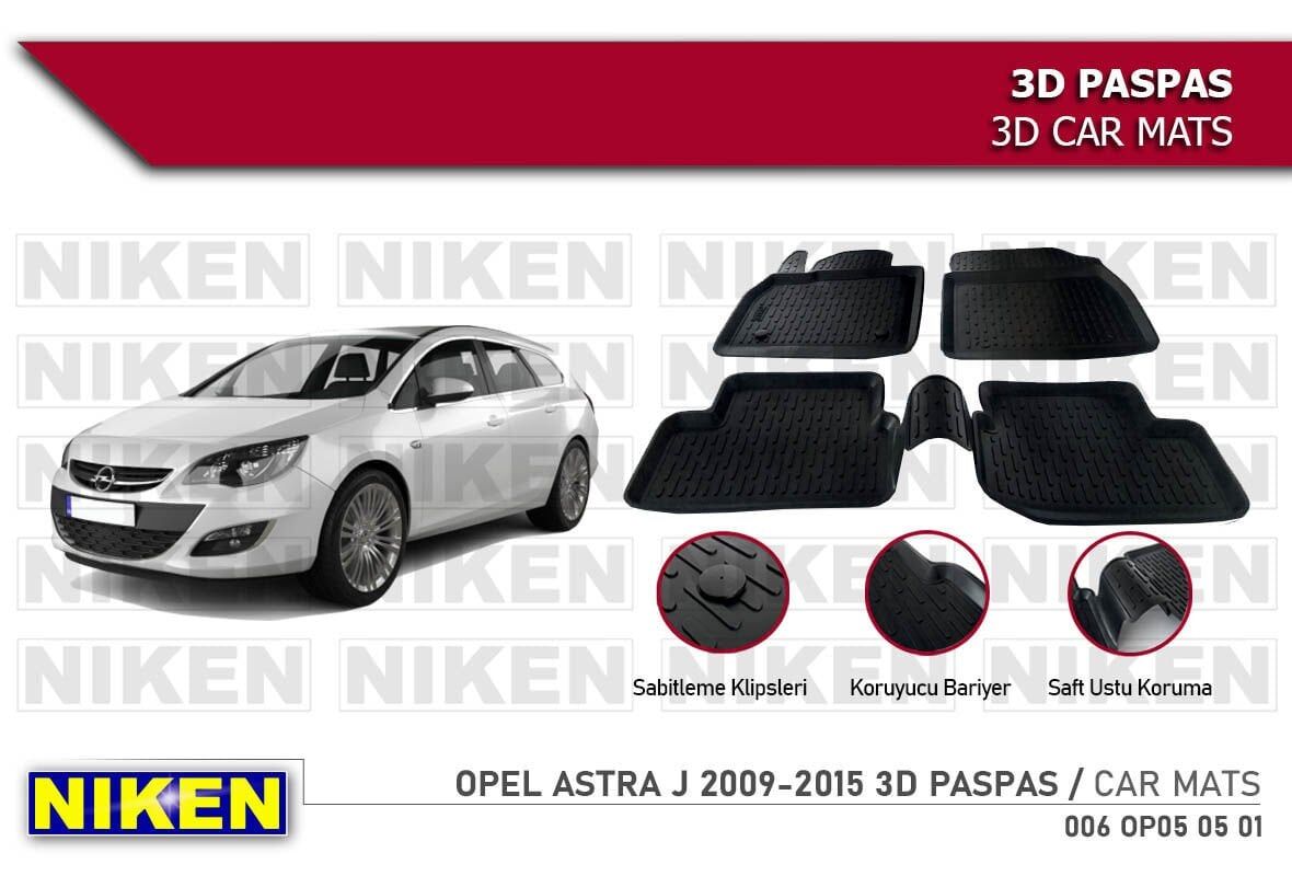 Opel Astra J Havuzlu 3D Paspas Niken Siyah 2009-2015 Arası