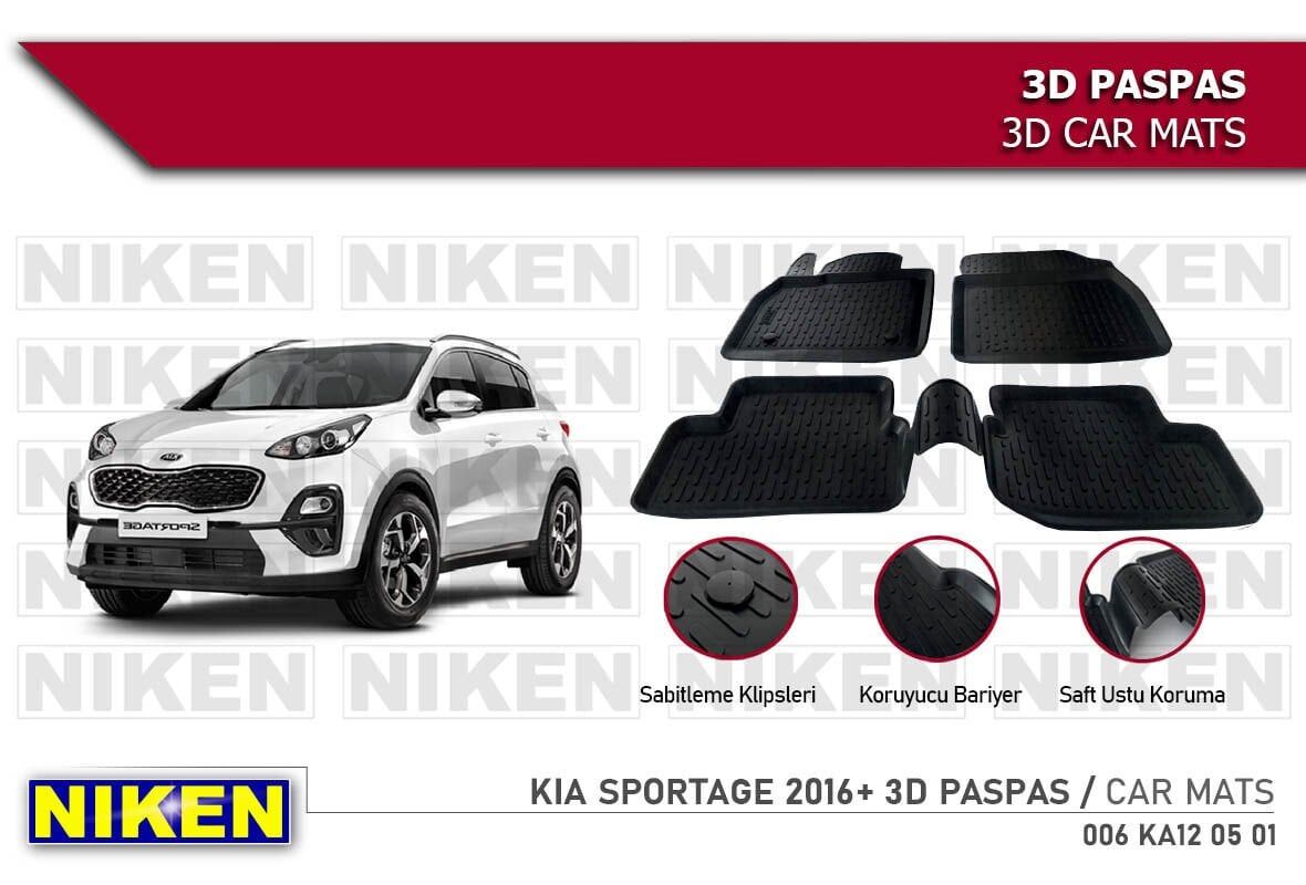 Kia Sportage Havuzlu 3D Paspas Niken Siyah 2016+ Sonrası