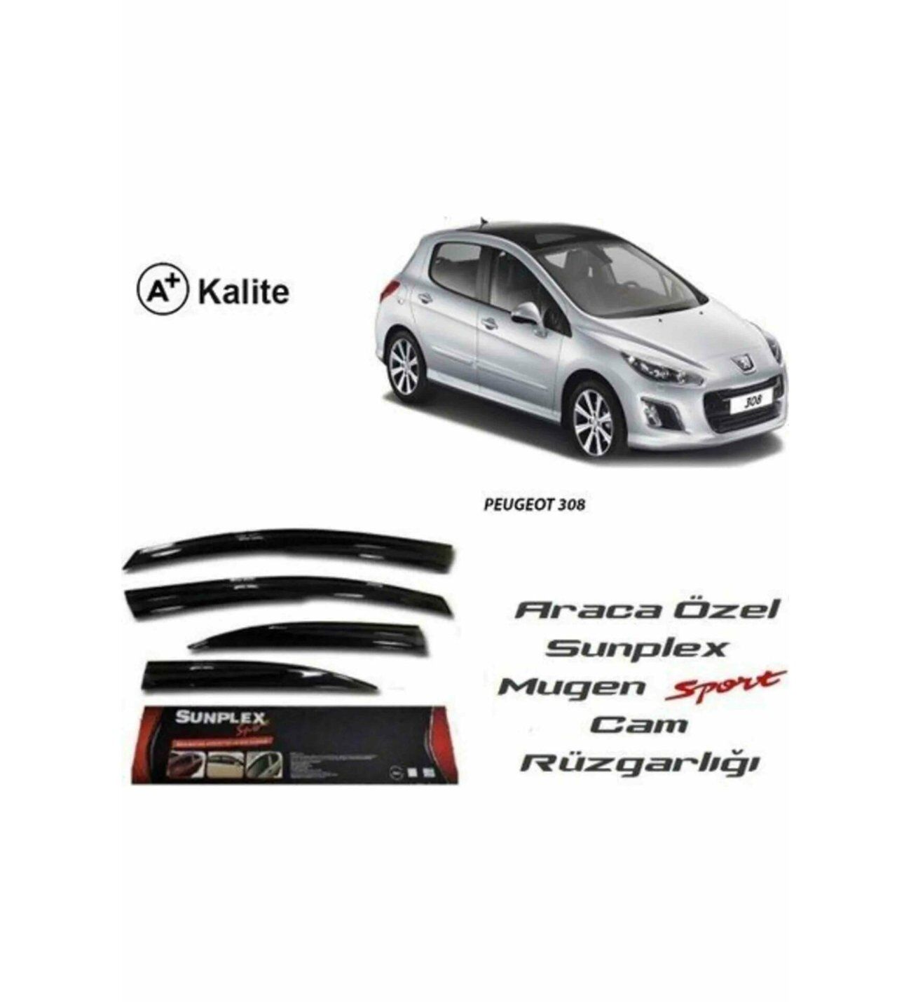 Peugeot 308 Mugen Cam Rüzgarlığı 2000-2014 arası 4'lü Sunplex