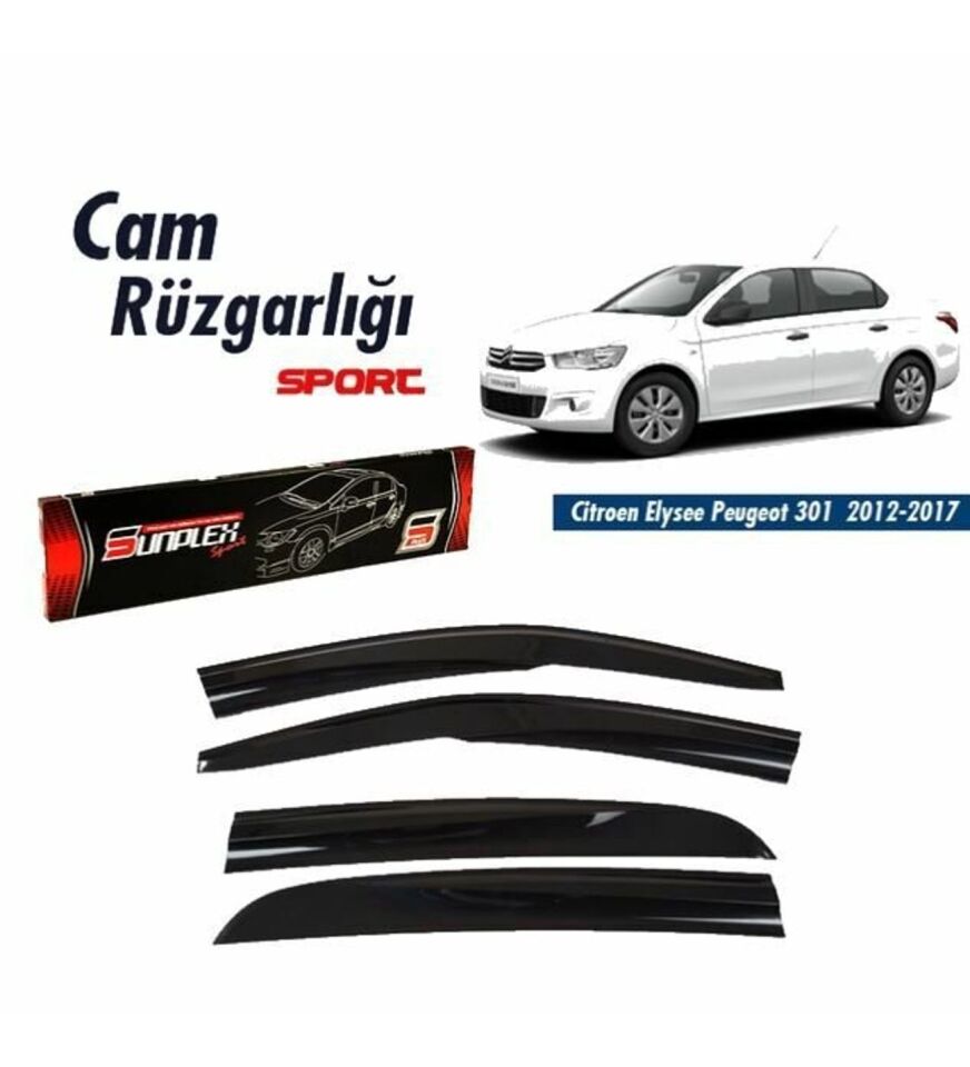 Citroen Celysee Mugen Cam Rüzgarlığı 2012-2017 arası 4'lü Sunplex
