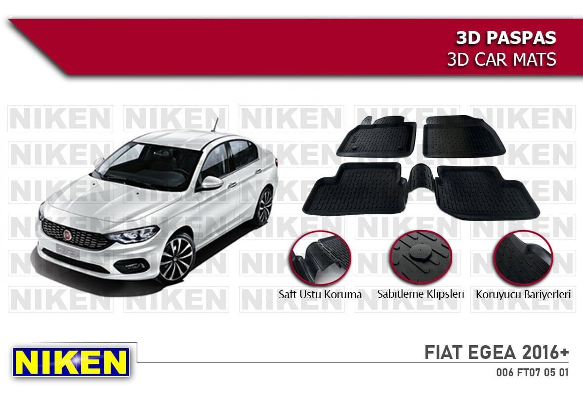 Fiat Egea Havuzlu 3D Paspas Niken Siyah 2016+ Sonrası