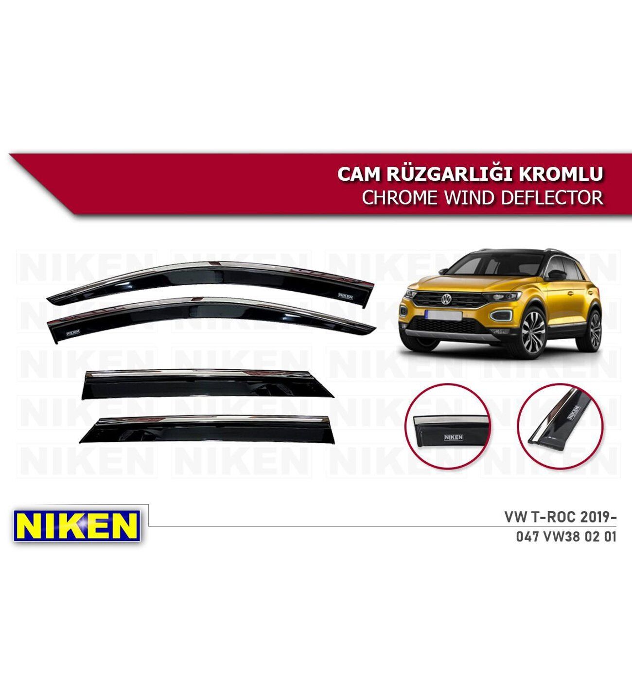 Vw T-roc Kromlu Cam Rüzgarlığı Niken 2019+