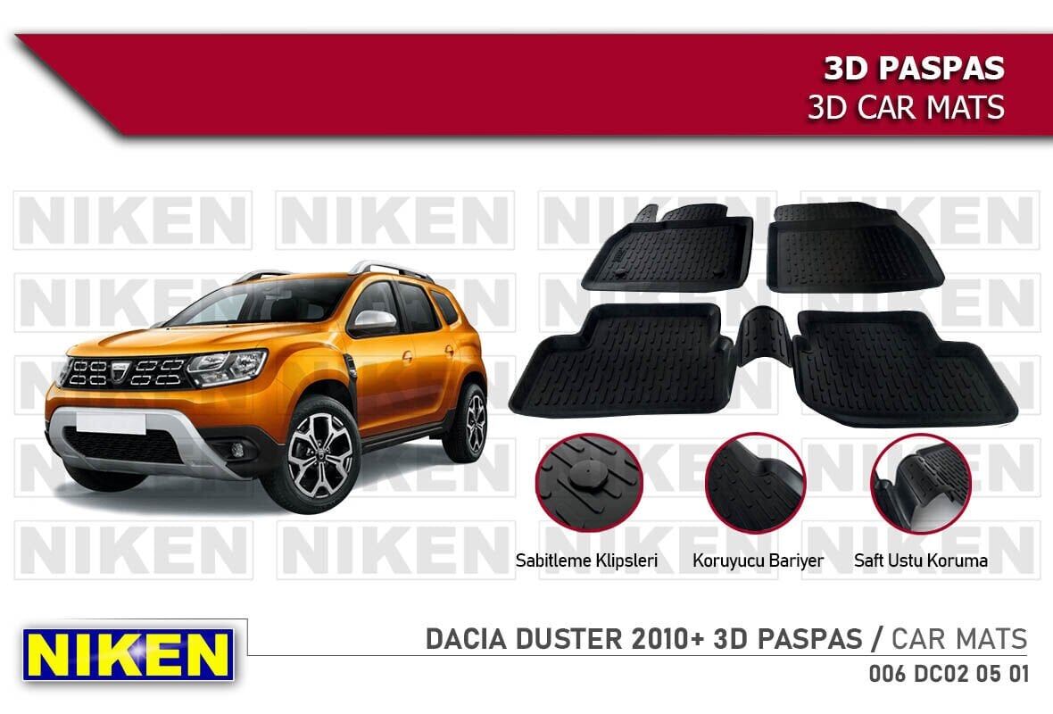 Dacia Duster Havuzlu 3D Paspas Niken Siyah 2010 Sonrası