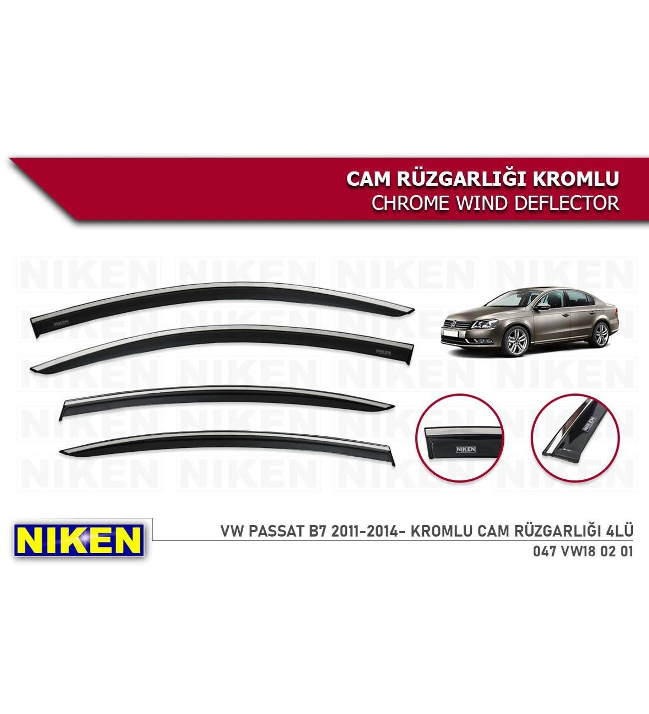 Vw Passat b7 Kromlu Cam Rüzgarlığı Niken 2011-2014