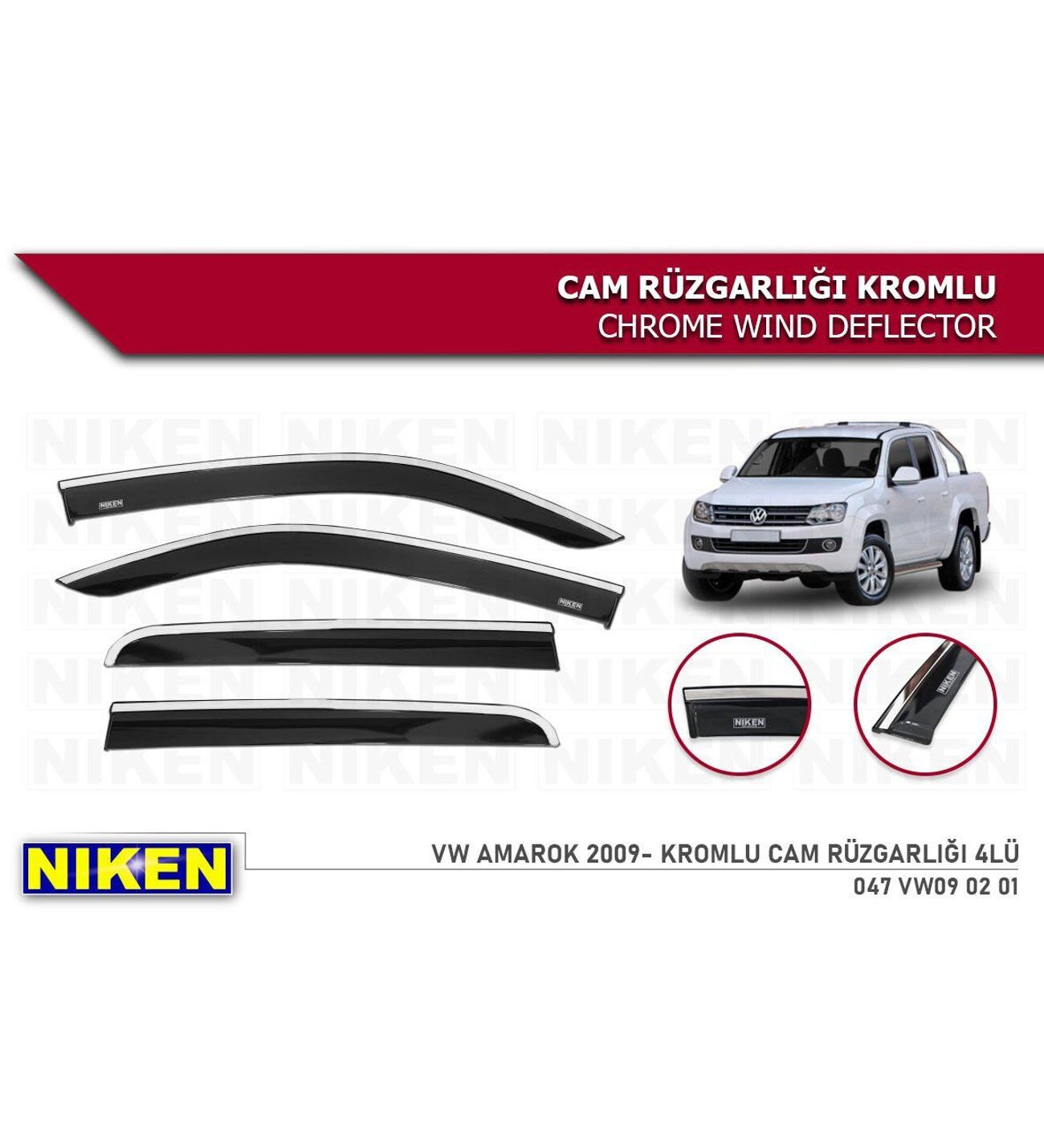 Vw Caddy Kromlu Cam Rüzgarlığı 2 li Niken 2003+