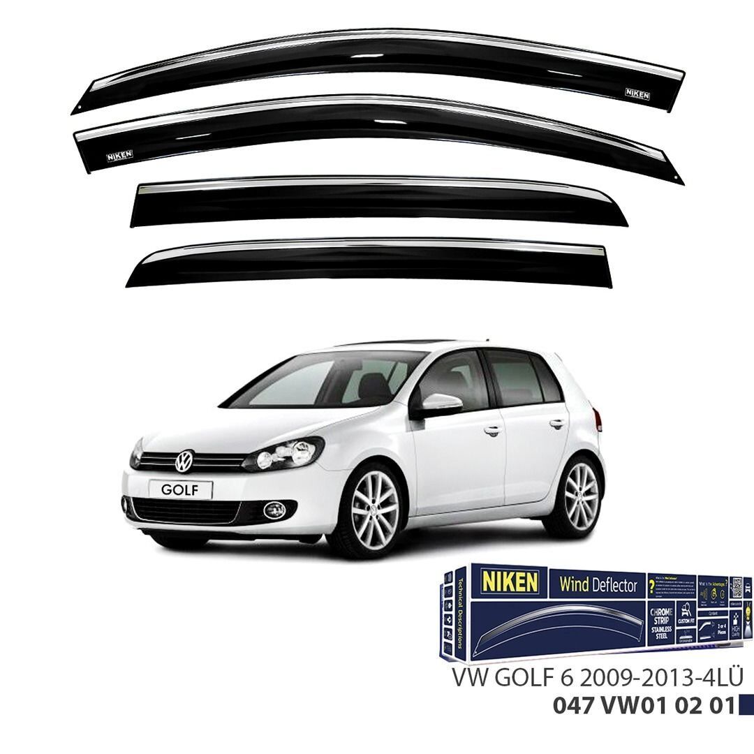 Vw Golf 5-6 Kromlu Cam Rüzgarlığı Niken 2003-2013 arası uyumlu Niken VW Golf 6 Cam Rüzgarlığı Kromlu 2009-2013 4'Lü