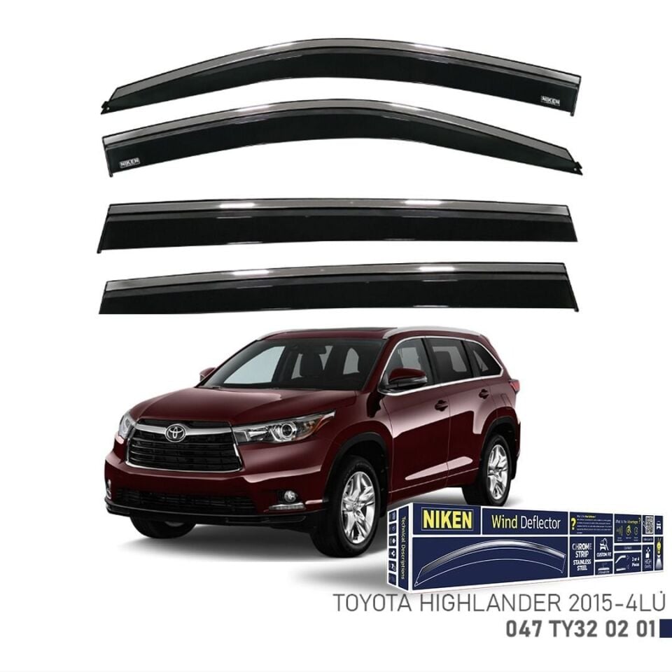 Niken Toyota Highlander Cam Rüzgarlığı Kromlu 4'Lü 2015+ Sonrası