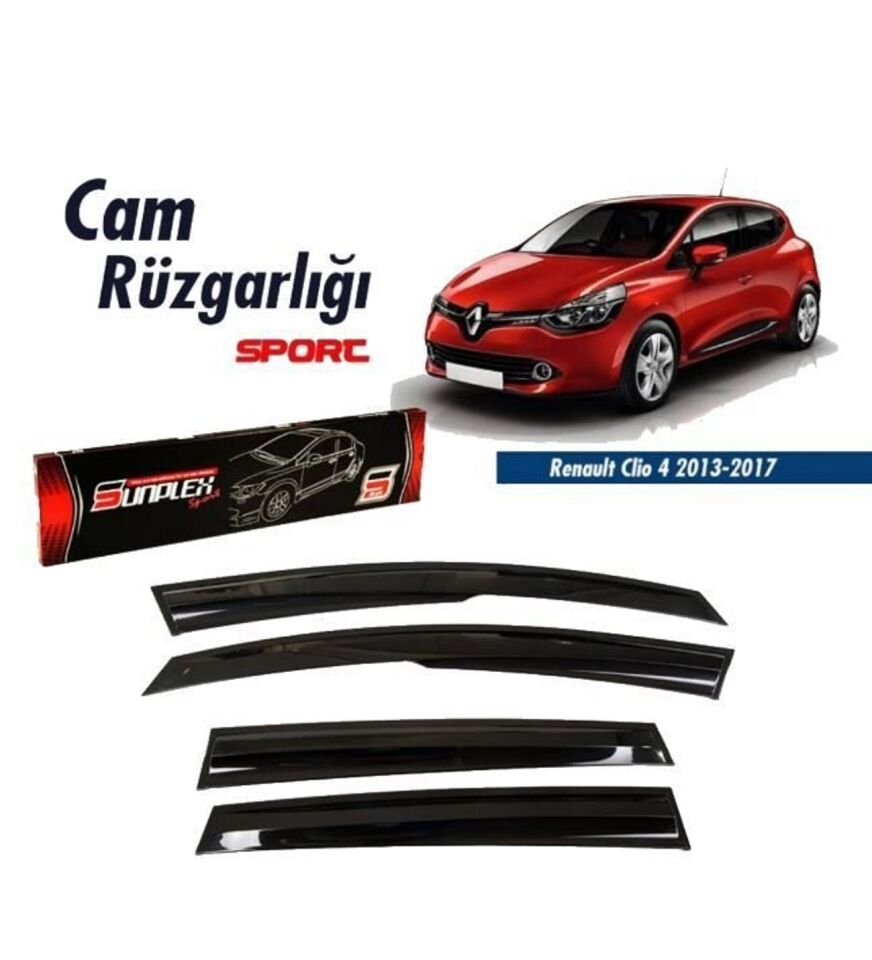 Renault Clio 4 Mugen Cam Rüzgarlığı 2012-2019 arası 4'lü Sunplex
