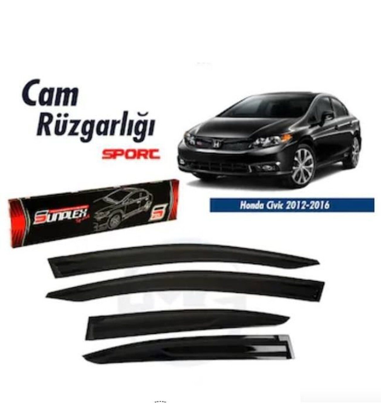 Honda Civic fb7 Mugen Cam Rüzgarlığı 2012-2016 arası 4'lü Sunplex
