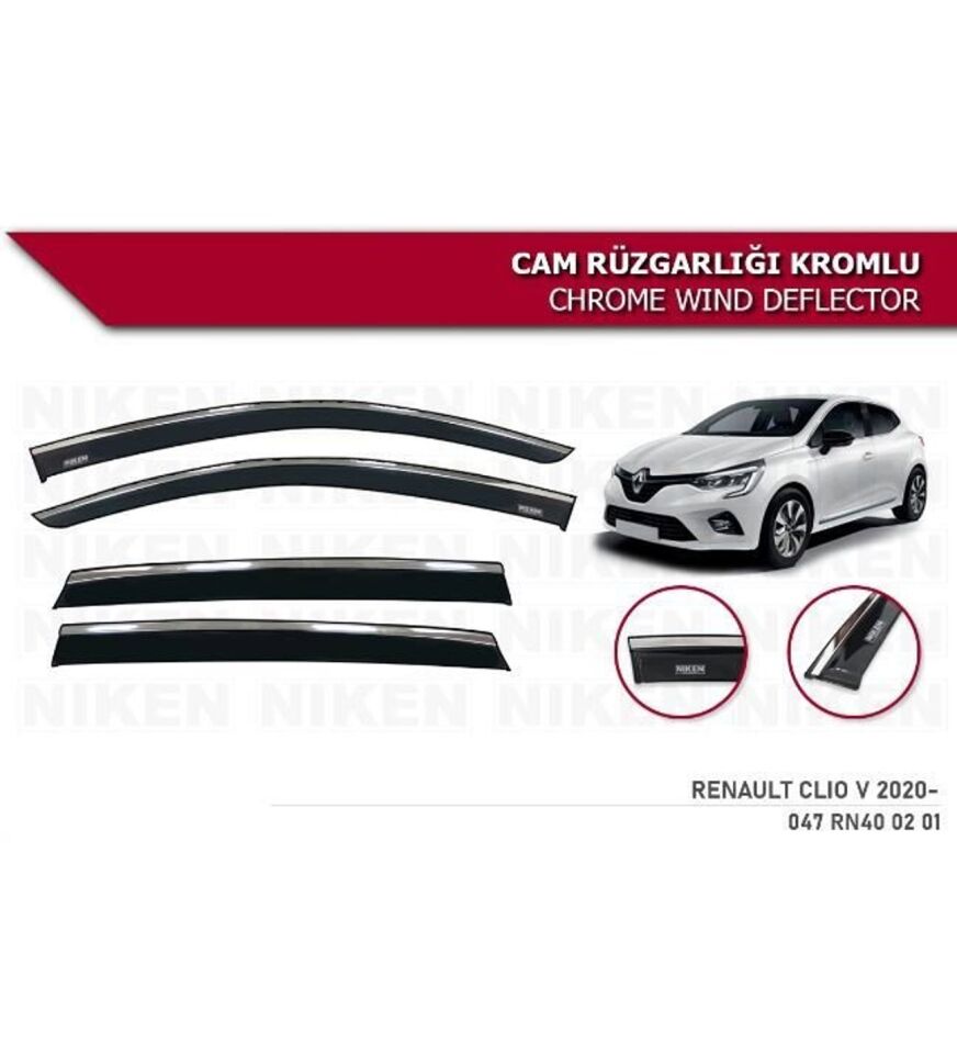Renault Clio 5 Kromlu Cam Rüzgarlığı Niken 2019+ sonrası modeller