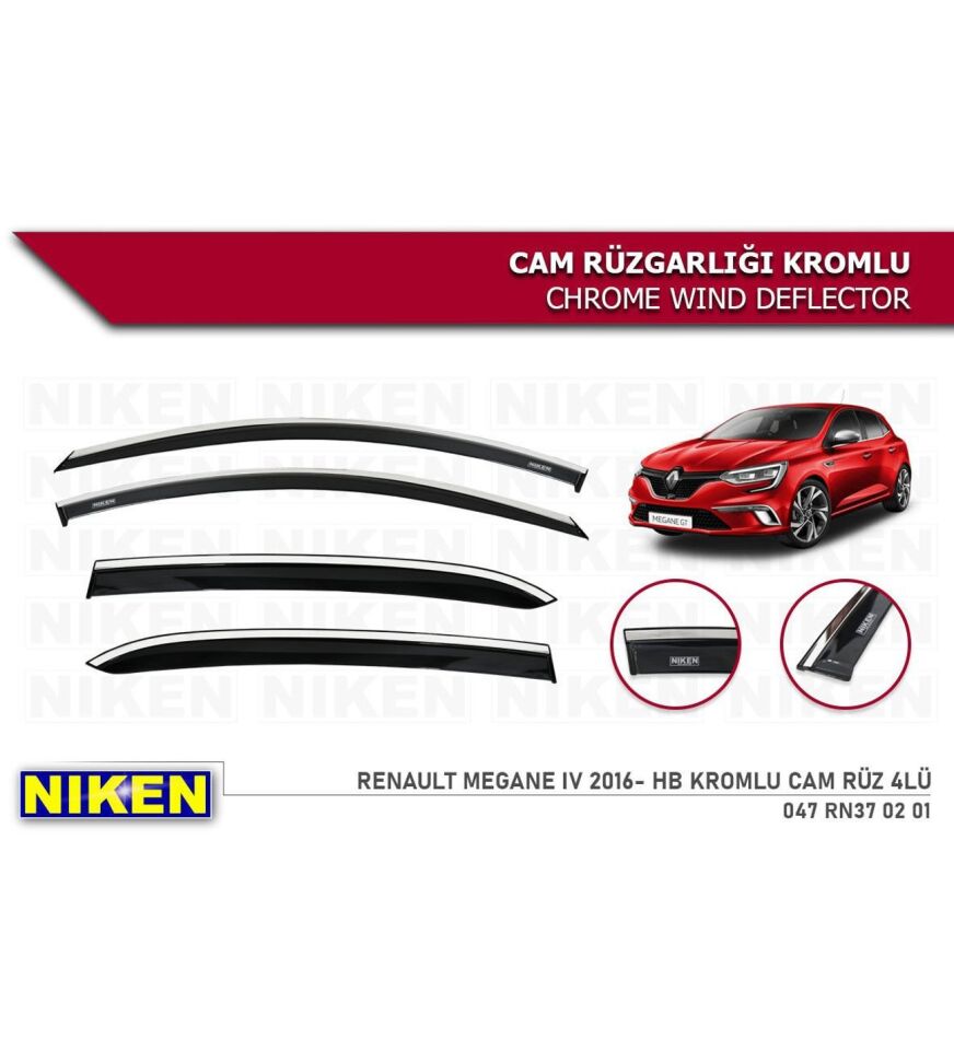 Renault Megane 4 hb Kromlu Cam Rüzgarlığı Niken 2016+