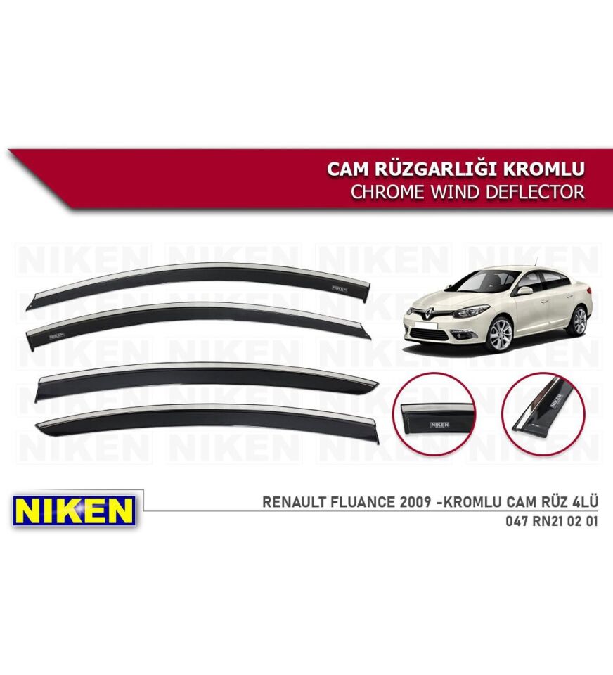 Renault Fluence Kromlu Cam Rüzgarlığı Niken 2009 +