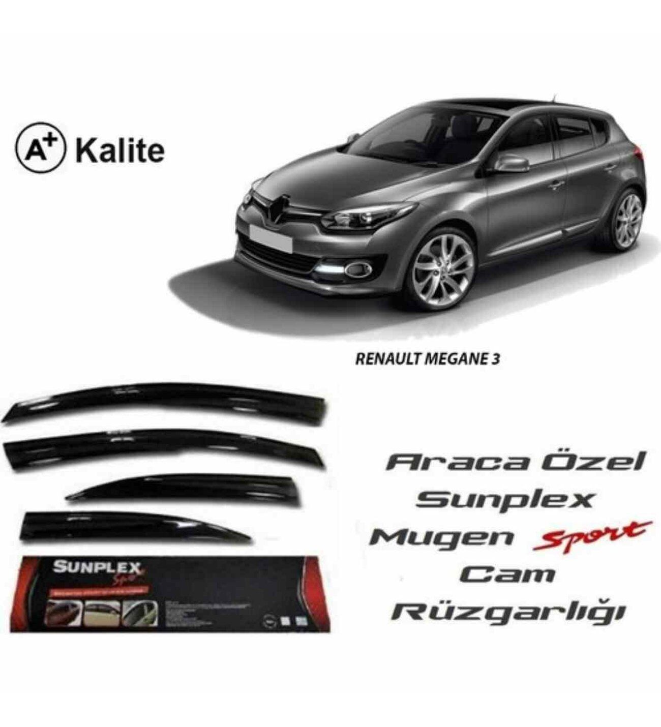 Renault Megane 3 Mugen Cam Rüzgarlığı 2009-2016 arası 4'lü Sunplex