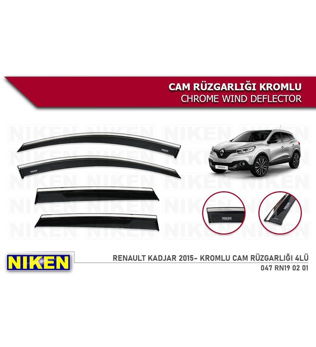 Renault Kadjar Kromlu Cam Rüzgarlığı Niken 2015+
