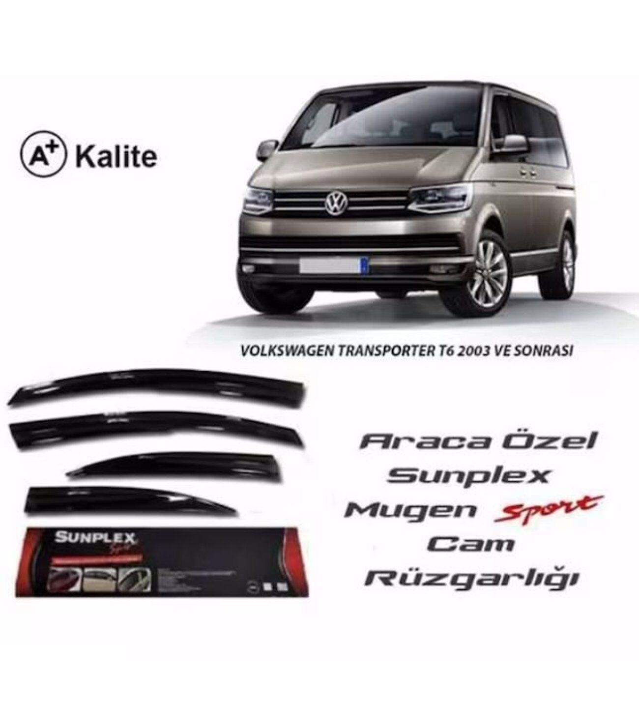 Vw Transporter T6 Mugen Cam Rüzgarlığı 2016+ sonrası 4'lü Sunplex