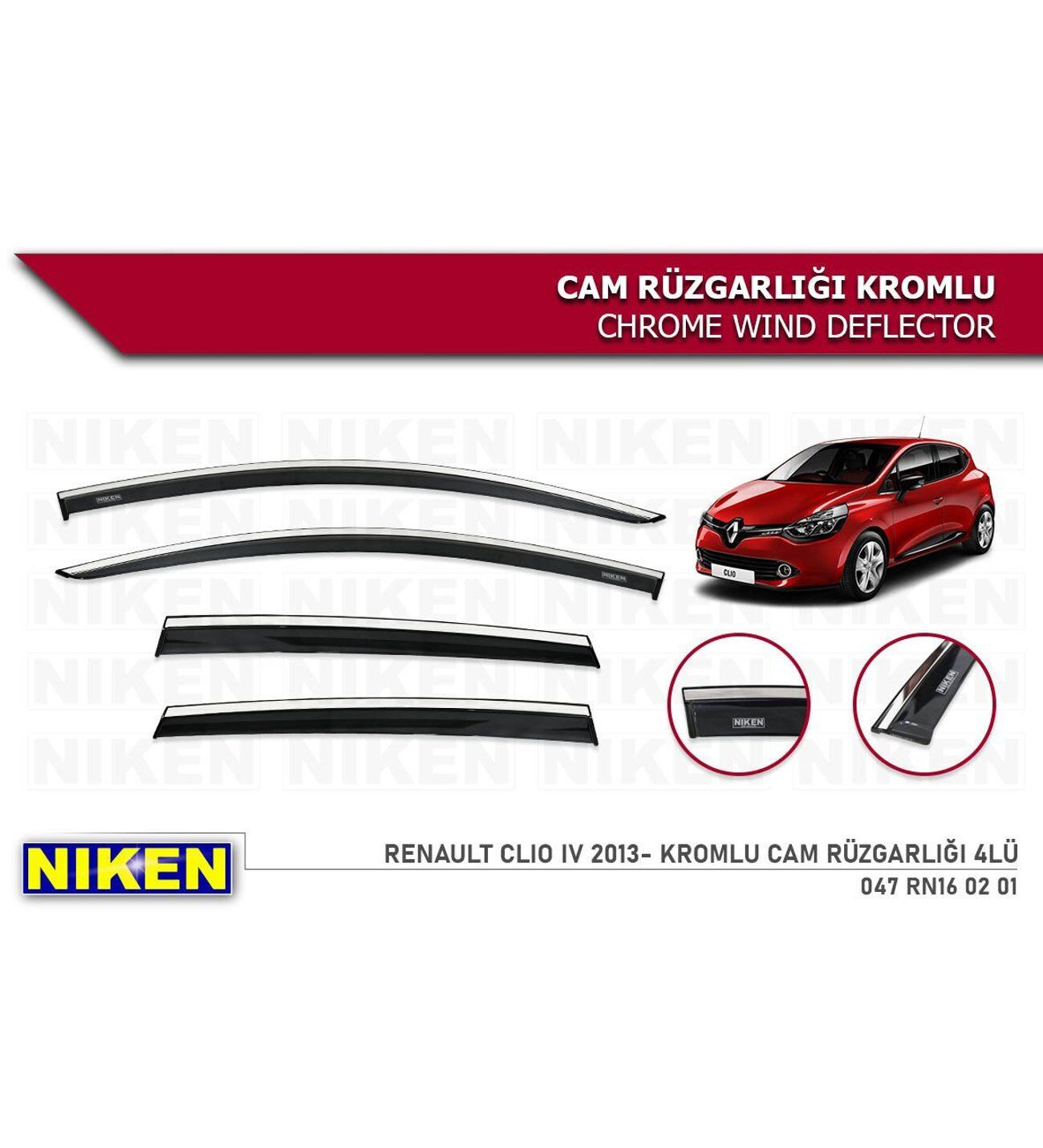 Renault Clio 4 Kromlu Cam Rüzgarlığı Niken 2012-2019