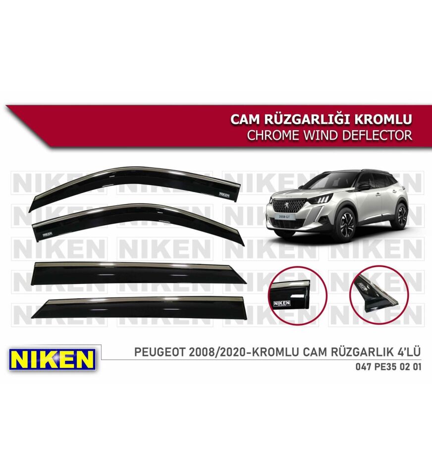 Peugeot 2008 Kromlu Cam Rüzgarlığı Niken 2020+
